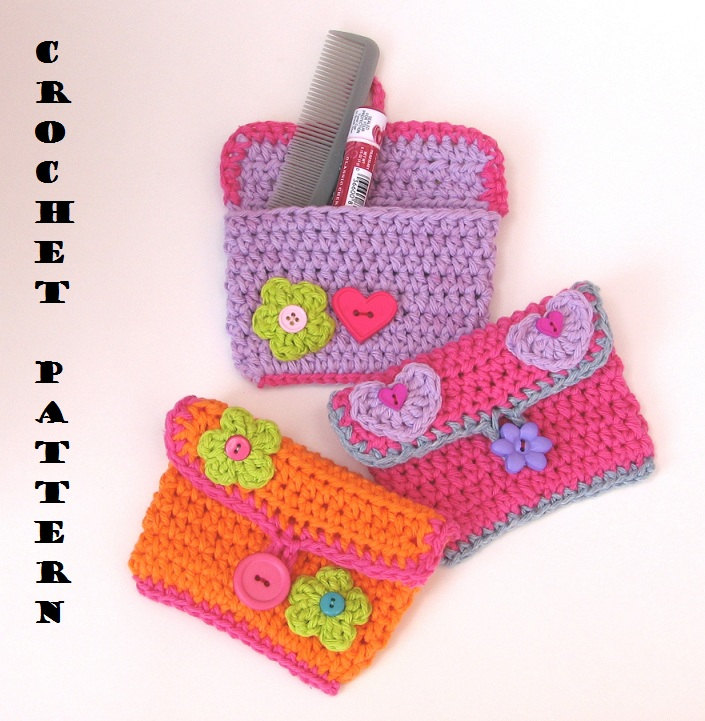 Girls Purse/ Wallet With Flower And Heart, Crochet Pattern Pdf,easy, Great For Beginners, Pattern No. 11